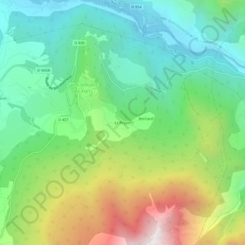 Mapa topográfico Le Prayet, altitude, relevo