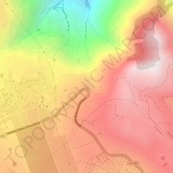 Mapa topográfico Mirador Racchi, altitude, relevo