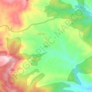 Mapa topográfico Litera, altitude, relevo