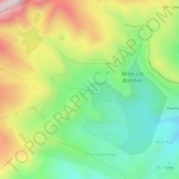 Mapa topográfico Chuspiri, altitude, relevo
