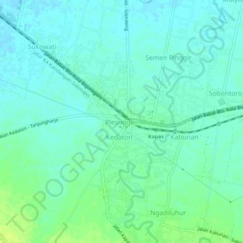 Mapa topográfico Plesungan, altitude, relevo
