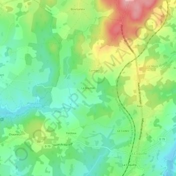 Mapa topográfico La Roussie, altitude, relevo