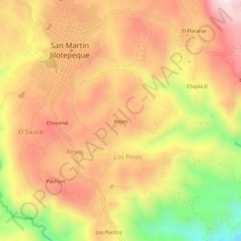 Mapa topográfico Pajón, altitude, relevo