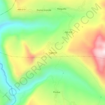Mapa topográfico Ingenio, altitude, relevo