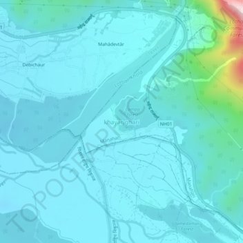 Mapa topográfico khayar ghari, altitude, relevo
