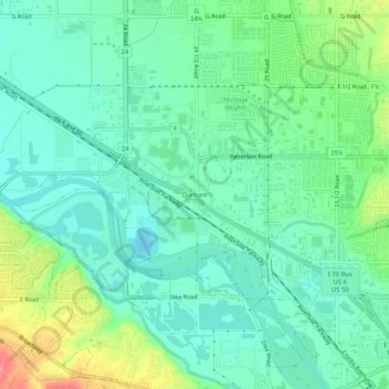 Mapa topográfico Durham, altitude, relevo