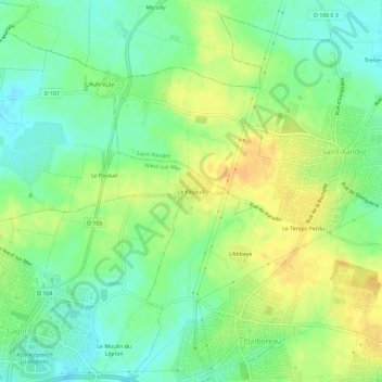 Mapa topográfico Le Payaud, altitude, relevo