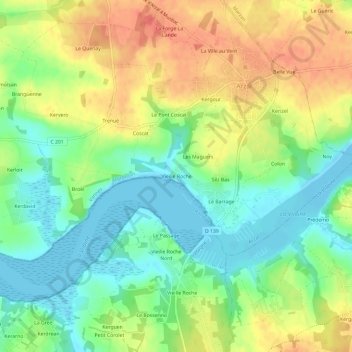 Mapa topográfico Vieille Roche, altitude, relevo