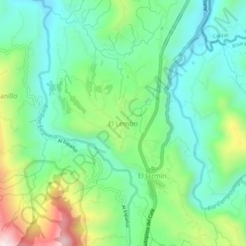 Mapa topográfico El Lembo, altitude, relevo