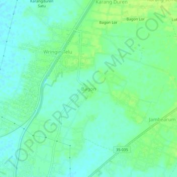 Mapa topográfico Bagon, altitude, relevo