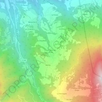 Mapa topográfico Saint-Jean des Crots, altitude, relevo
