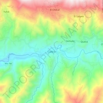 Mapa topográfico Cuilco, altitude, relevo