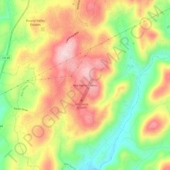 Mapa topográfico Alta Sierra Estates, altitude, relevo
