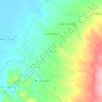 Mapa topográfico Cimanuk, altitude, relevo