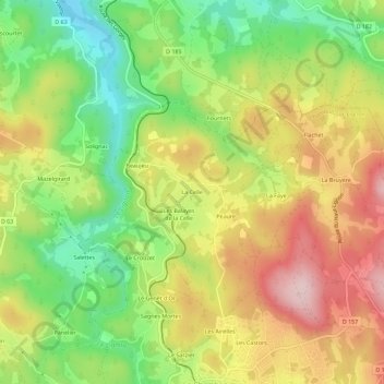Mapa topográfico La Celle, altitude, relevo