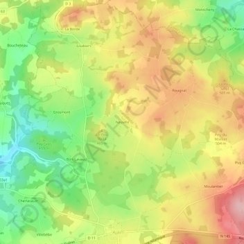 Mapa topográfico Neuville, altitude, relevo