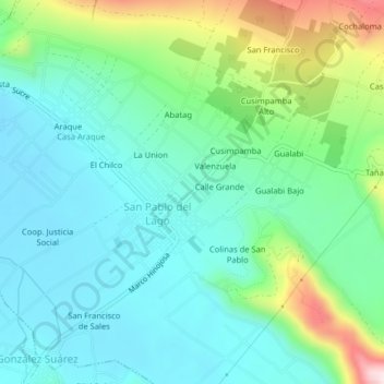 Mapa topográfico Caluma, altitude, relevo