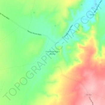 Mapa topográfico Coyote Springs, altitude, relevo