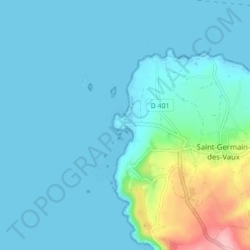 Mapa topográfico Goury, altitude, relevo