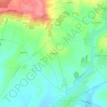 Mapa topográfico Chaumoux, altitude, relevo