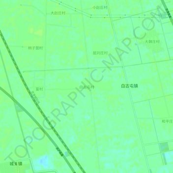 Mapa topográfico 白古屯村, altitude, relevo