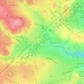 Mapa topográfico La Côte, altitude, relevo