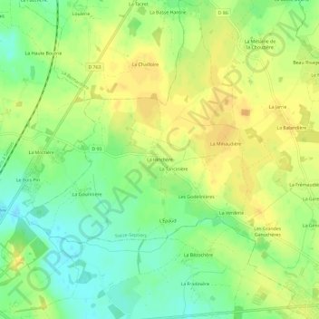 Mapa topográfico La Hinchère, altitude, relevo