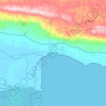 Mapa topográfico Sánchez, altitude, relevo