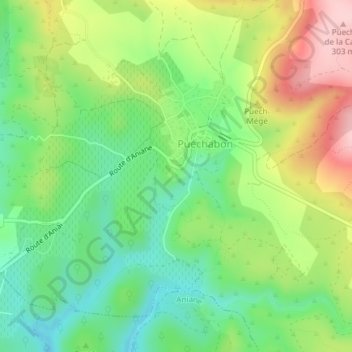 Mapa topográfico Regagnas, altitude, relevo