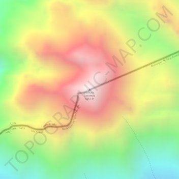 Mapa topográfico Volcán Socompa, altitude, relevo