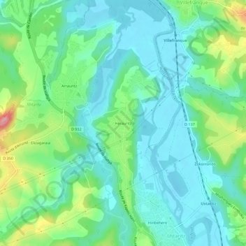 Mapa topográfico Hérauritz, altitude, relevo