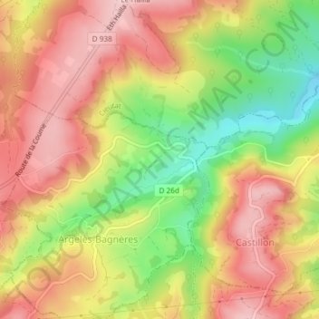 Mapa topográfico Mariagne, altitude, relevo