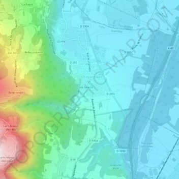 Mapa topográfico Servette, altitude, relevo