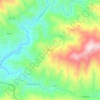 Mapa topográfico Malhadal, altitude, relevo