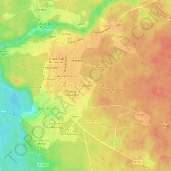 Mapa topográfico Bertrine, altitude, relevo