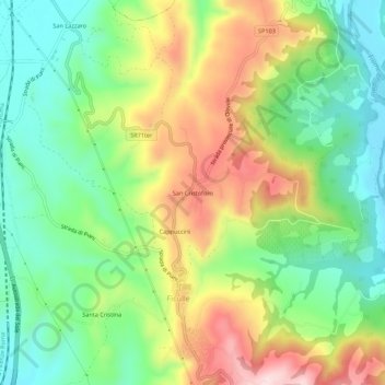 Mapa topográfico San Cristoforo, altitude, relevo