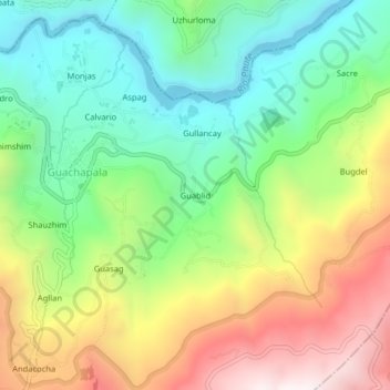 Mapa topográfico Guablid, altitude, relevo