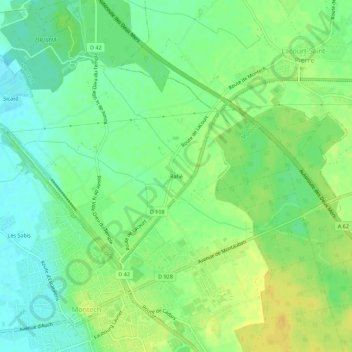 Mapa topográfico Rafié, altitude, relevo