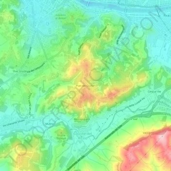 Mapa topográfico Pian dei Giullari, altitude, relevo