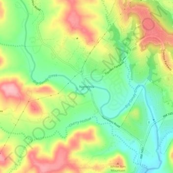 Mapa topográfico Nameless, altitude, relevo