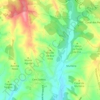 Mapa topográfico Monte da Boa Vista, altitude, relevo