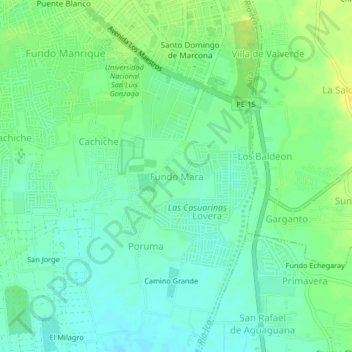 Mapa topográfico Fundo Mara, altitude, relevo