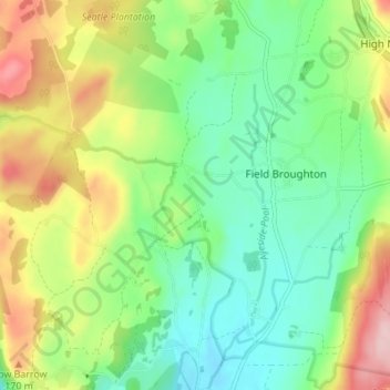 Mapa topográfico Wood Broughton, altitude, relevo