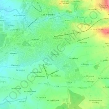 Mapa topográfico La Motte, altitude, relevo