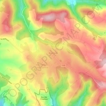 Mapa topográfico Borie Nove, altitude, relevo