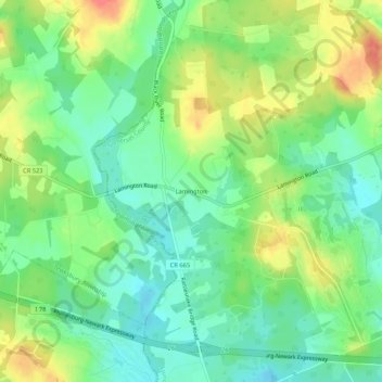 Mapa topográfico Lamington, altitude, relevo