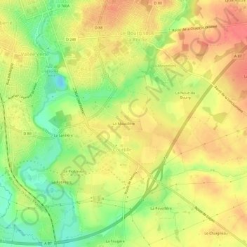 Mapa topográfico La Moutillère, altitude, relevo
