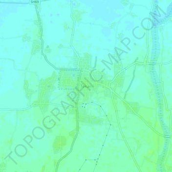 Mapa topográfico Tekari, altitude, relevo