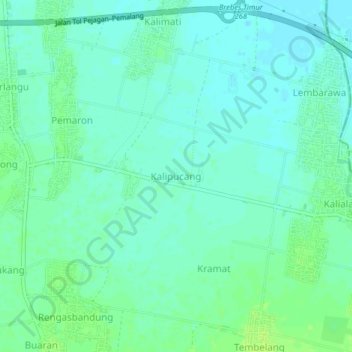 Mapa topográfico Kalipucang, altitude, relevo