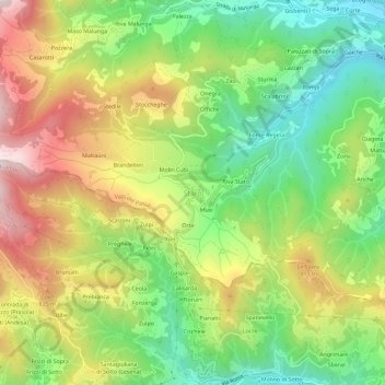 Mapa topográfico Staro, altitude, relevo